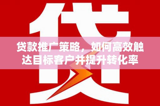 合肥贷款推广策略，如何高效触达目标客户并提升转化率