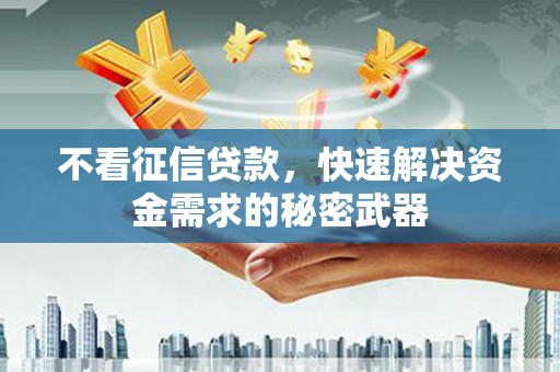 合肥不看征信贷款，快速解决资金需求的秘密武器
