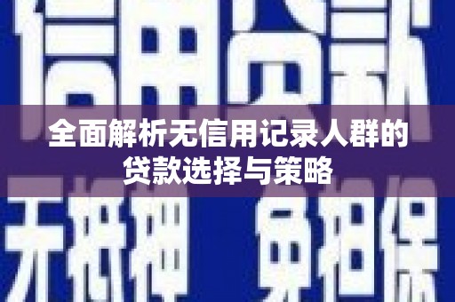 合肥全面解析无信用记录人群的贷款选择与策略